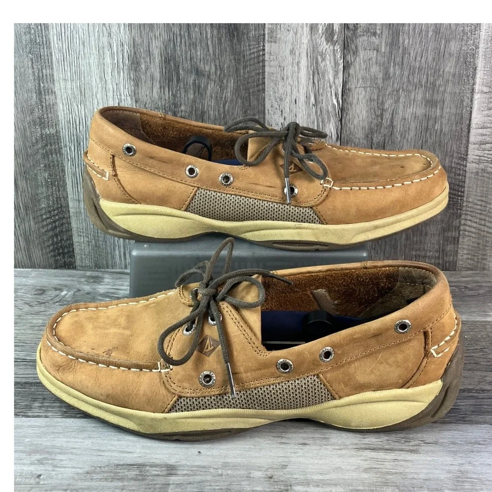 Sperry Top-Sider Billfish Tan Leather Mesh Boat Shoes Mens 9 STS21592 Loafers